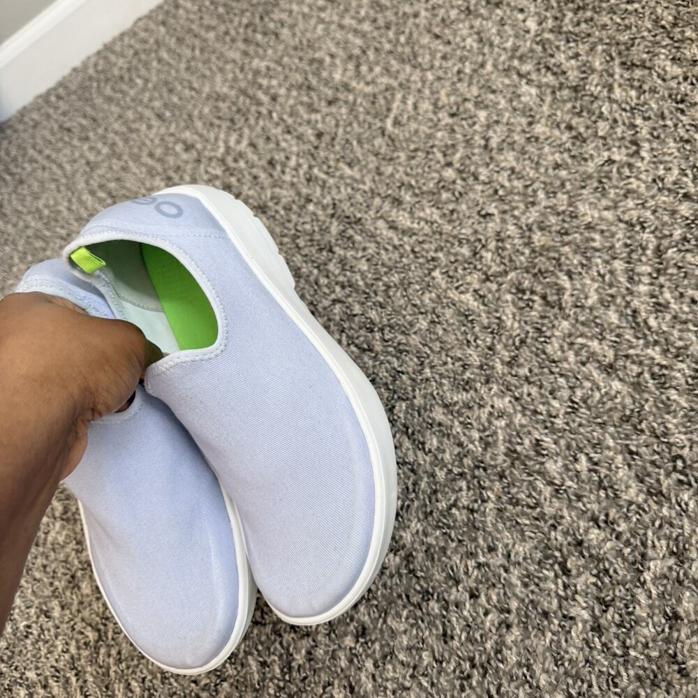 OOFOS Slip-On Athletic Shoes Lavender with Lime Green Lining - Picture 3 of 8